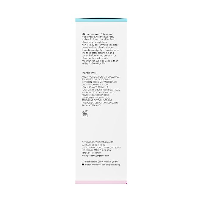 Geek & Gorgeous – HA 5 Light – Hydrating Serum with 5 Forms of Hyaluronic Acid – Lightweight, Fast-Absorbing Formula for Softer-Looking Skin – Ideal for Combination & Oily Skin – 1 oz