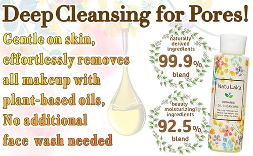99.99% Natural | No Double Cleansing Needed | Gentle for Sensitive Skin | Pore Care & Dullness Removal | Deep Makeup Removal with Plant-Based Oils organic oil cleansing