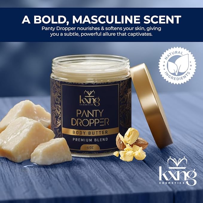 KXNG Cosmetics Organic Shea Body Butter Cream – 4oz | Mens Body Butter for Black Men & Women with Shea, Cocoa, Mango & Coconut Oil | Deep Hydrating Cream for Dry Skin, Hands & Feet