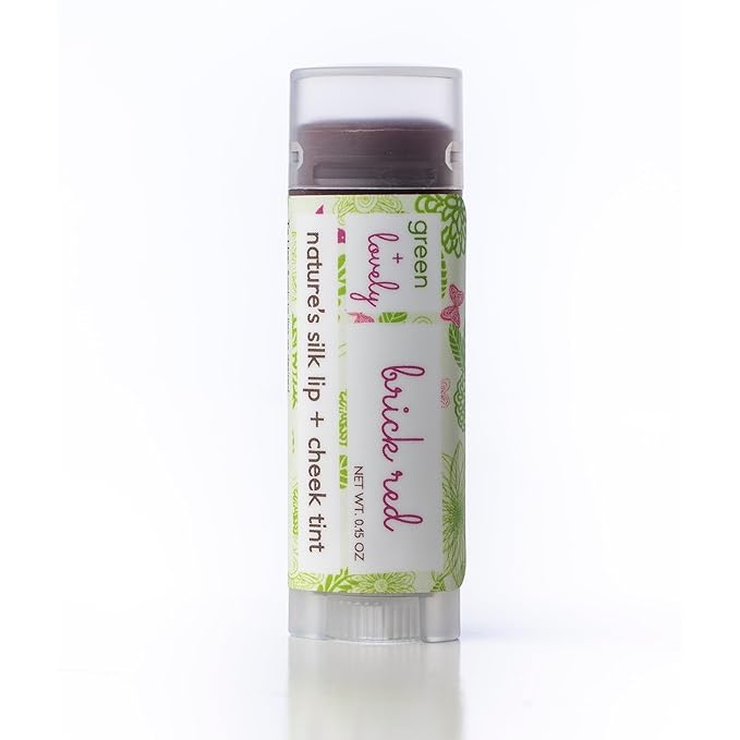 Green Cheek Nature's Silk Lip Balm, Organic (Brick Red Lip Tint, 1-tube single)
