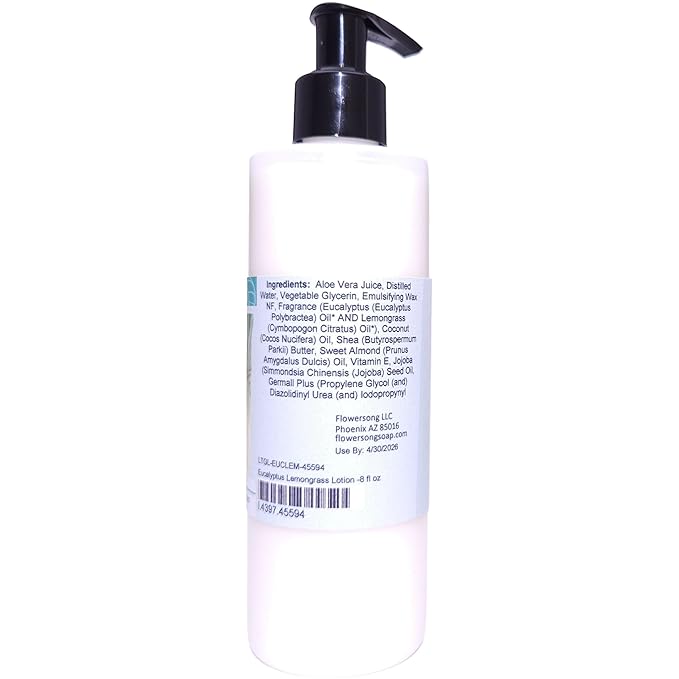 Blossom to Bath Eucalyptus Lemongrass Lotion (8 Ounce) - Pure Essential Oil Fragrance - Absorbs Quickly with a Herbally Clean Natural Scent