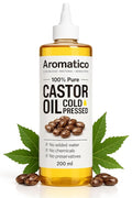 Aromatico 100% Pure Cold Pressed Castor Oil for Hair, Eyelashes & Eyebrows – Natural Carrier Oil for Scalp, Beard & Skin Care – Thick Conditioning Oil for Dry Scalp, DIY Beauty & Bulk Use – 7 fl oz