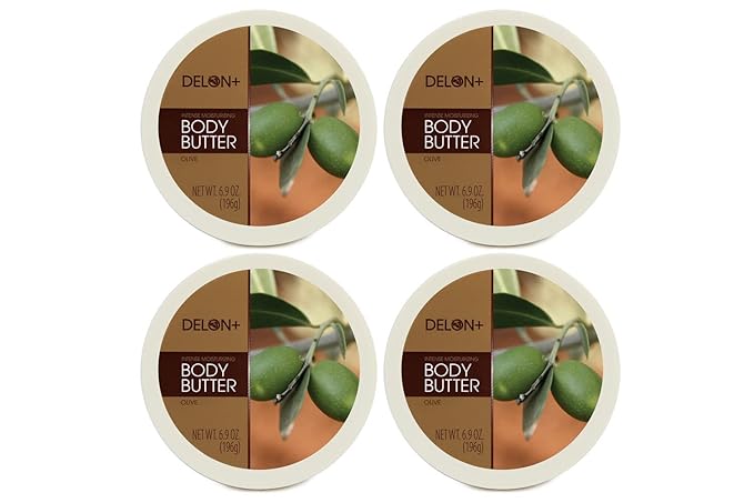 DELON Intense Moisturizing Body Butter, Olive with Olive Oil & Vitamin E, 6.9 oz (Pack of 4)