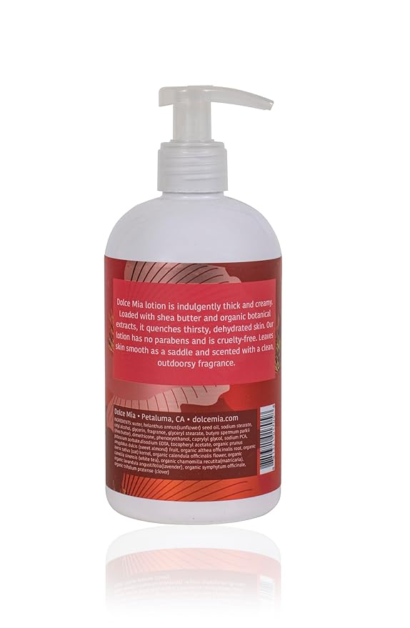 Dolce Mia | Shea Butter Lotion | Terra Verbena | Organic Botanicals | Hypoalergenic | Vegan and Cruelty Free | 12 oz