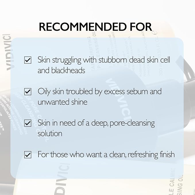 VIDIVICI Clear Pore Control Deep Cleansing Oil 7.03 fl.oz | Makeup remover with blackhead care, Korean facial cleanser for oily skin, Sebum control with Bamboo Charcoal Powder, Korean skin care