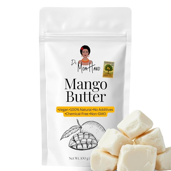 Organic Raw Mango Butter | 100% Pure,Natural & Unrefined Multi-Purpose Body & Face Butter for Dry Skin, Hair & Lips, 3.53 oz.