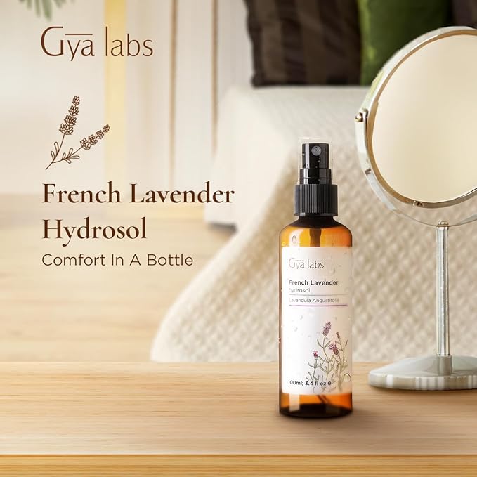 Gya Labs French Lavender Hydrosol - 3.4 Fl Oz - Hydrating Face & Body Mist for Skin Toner & Hair Refresher - As Pillow, Room & Linen Spray for Fresh Scent