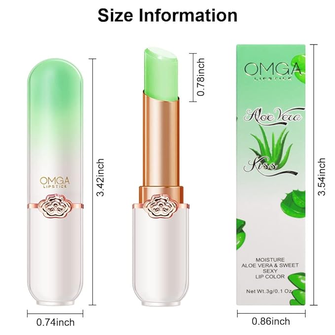 BINGBRUSH 2 Pcs Aloe Color Changing Lipstick Queen,PH Mood Long Lasting Labiales Lip Gloss Lip Balm Tinted Magic Lip Stain Makeup Lipstick Set for Women