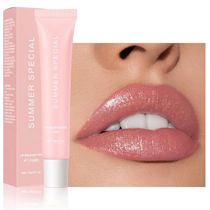 Summer Special Butter Lip Balm – Ultra-Hydrating Lip Care with Shea Butter & Olive Oil, Soothes Dry Lips with Natural Tint & Gloss Effect, Lip Plumper Moisture & Light Lip Stain Finish #4 Cake