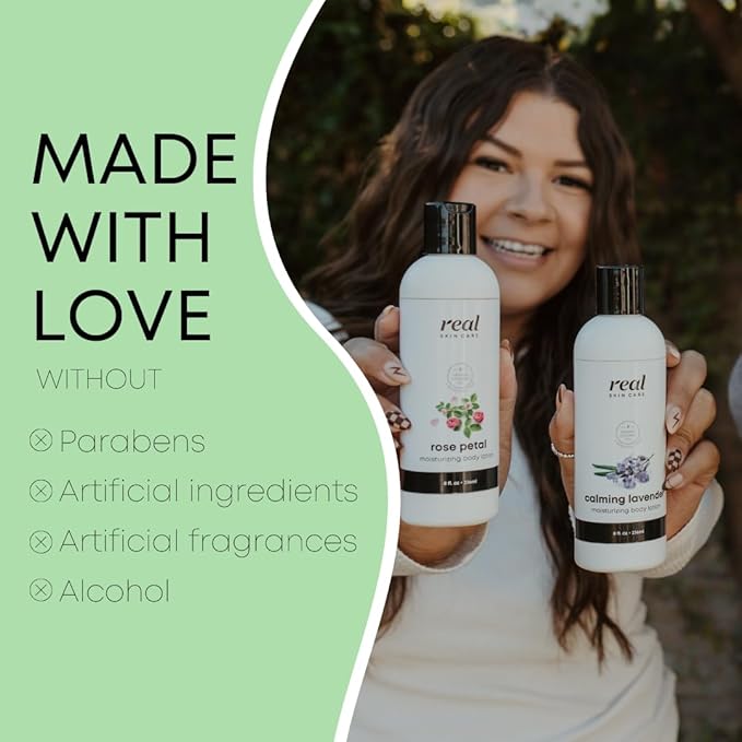 Real Skin Care Organic Body Lotion | Tighten and Moisturize Dry Skin | Reduce Fine Lines and Wrinkles | Natural Body Lotion Without Chemicals | Coconut Lotion Body | Paraben Free Clean Lotion | 8oz
