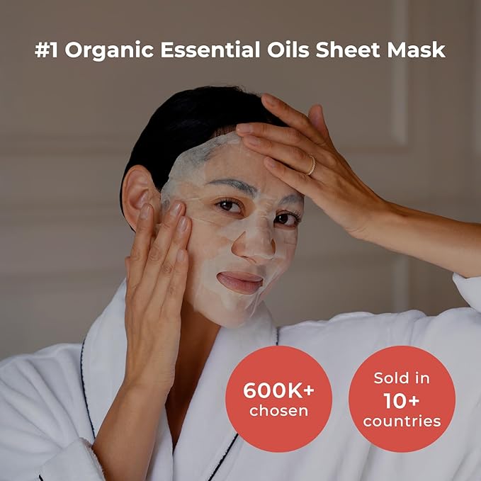 INNA ORGANIC Sheet Mask - Deep Hydration & Long-lasting Hydration | EWG & COSMOS Certified (Pack of 3) | Myrrh Essential Oils Infused Skin Care | Luxury Clean Beauty