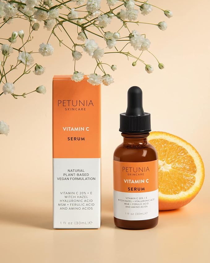 Vitamin C Serum for Face 20% with Hyaluronic Acid and Ferulic Acid, Anti Aging Collagen Booster, Natural Organic Skin Care for Acne Scars, Wrinkles, Fades Dark, Age Spot, Sun Damage
