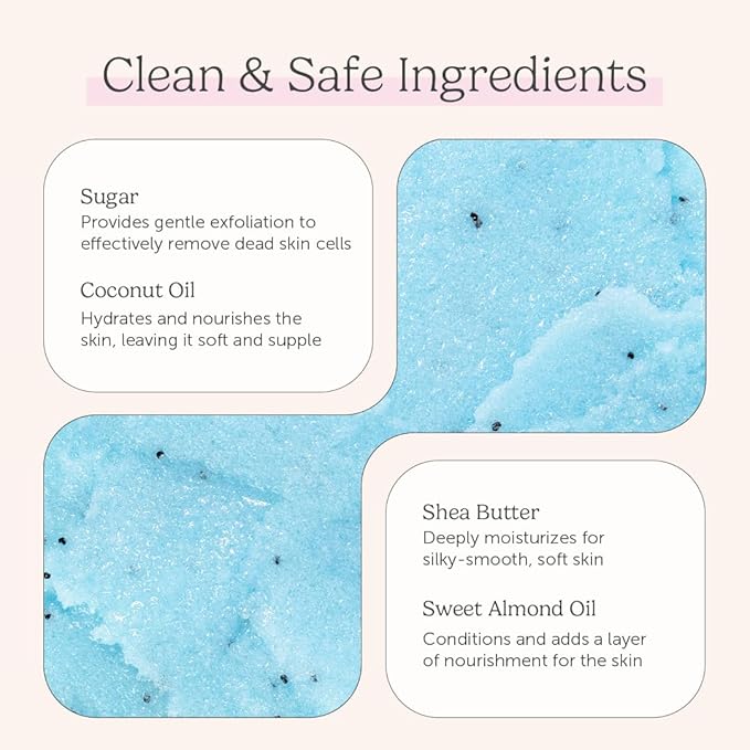 Nectar Life Exfoliating Sugar Scrub, Moisturizing Body Scrub with Coconut Oil & Shea Butter, Pre Shave Exfoliator (16 Ounce, Ocean Breeze)