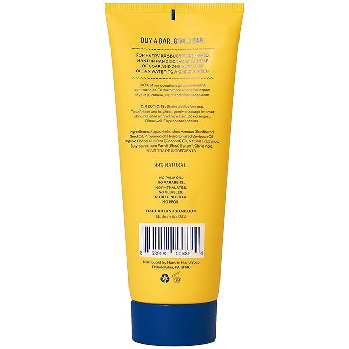 Hand in Hand Sugar Scrub, Gentle Exfoliation For All Skin Types, 9 Ounce, Fresh Coconut & Mango Leaf, Island Mimosa Scent, Single