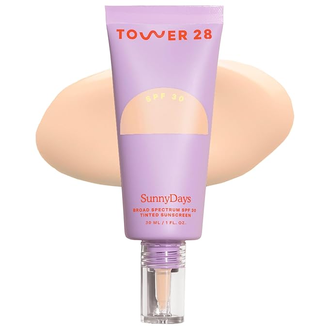 Tower 28 SunnyDays SPF 30 Tinted Moisturizer - 2-in-1 Buildable Coverage Foundation + Mineral Sunscreen for Face - Zinc Oxide, Aloe & Prickly Pear for Sensitive Skin - 13 Light/Neutral (1 oz)