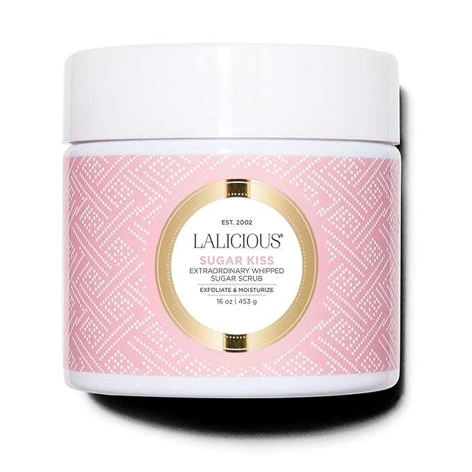 LALICIOUS Sugar Kiss® Extraordinary Whipped Sugar Scrub for Body, Moisturizing Body Exfoliator with Coconut Oil & Honey for Radiant Skin, Shave after rinsing, No Parabens - Large 16oz