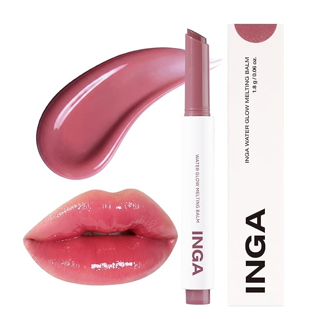 INGA Water Glow Melting Balm - Hydrating Tinted Lip Balm with Soft, Melt-On Texture, Natural Sheer, Glass-Like Finish with Non-Sticky, Lightweight Comfort (MULBERRY JUICE)