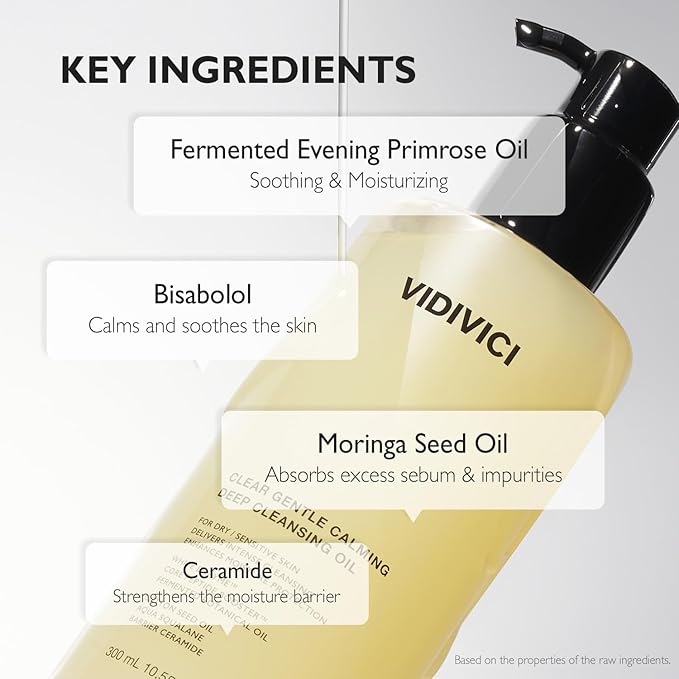VIDIVICI Clear Deep Cleansing Oil Trio (1.01 fl oz X 3) - Korean Cleansing Oil Makeup Remover, Pore Cleansing & Hydrating Facial Cleanser, Gentle Cleansing for All Skin Types, Travel Friendly