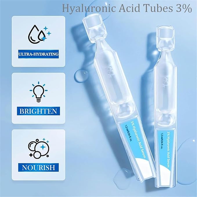 Hyaluronic Acid Serum - 3% Ultra Hydrating Hyaluronic Acid Serum,Hyaluronic acid Tubes, 3% hyaluronic acid serum Ultra-Hydrating Vials for Face (30PCS/BOX)