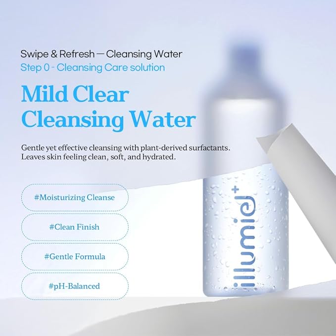 Mild Clear Cleansing Water for Makeup Removing with caulerpa lentillifera extract & Panthenol [Vegan & Korean Skincare] – 13.52 fl. oz.
