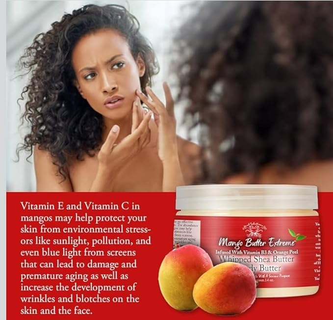 Mango Butter Extreme body Butter – 14 oz | Whipped Shea, Vitamin B3 & Orange Peel | Deep Moisture & Radiance