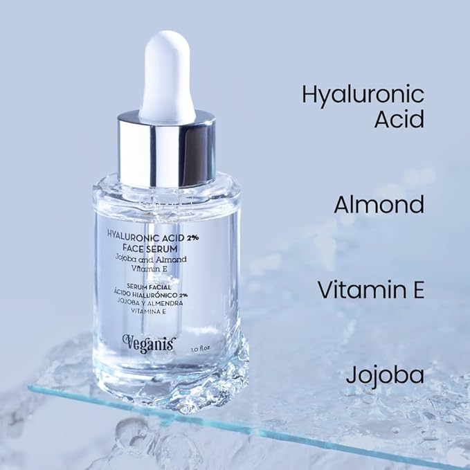 Hyaluronic Acid 2% Face Serum – Anti-Aging Hydrating Formula with Jojoba, Almond Oil & Vitamin E – Smooths Fine Lines & Restores Firmness – 1.0 Fl Oz