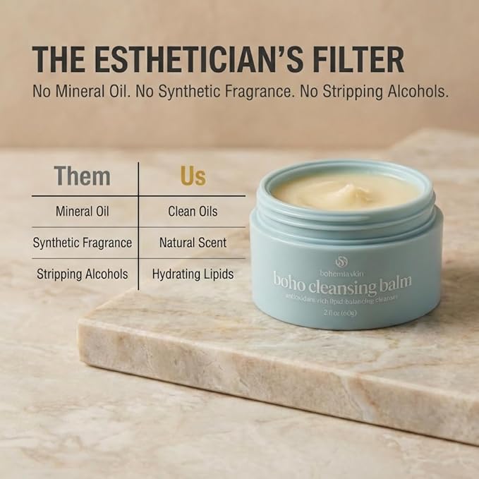 Bohemia Skin Boho Cleansing Balm – Manuka Honey & Sea Buckthorn – Hydrating Makeup Remover & Double Cleanse for Sensitive Skin – Melts Waterproof Mascara & SPF – Barrier Support Face Wash (2oz)