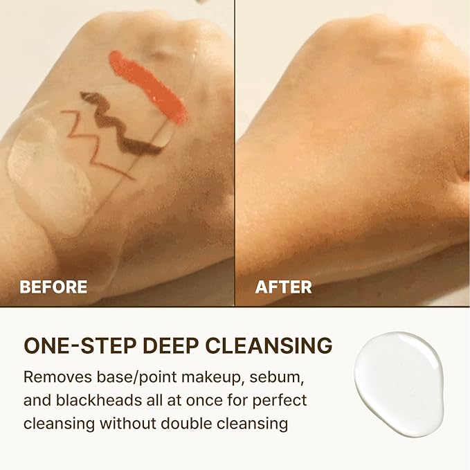 Rbfy. One Step Cleansing Oil - Lightweight Face Cleanser for Makeup, Sebum & Blackhead Removal with Grape Seed Oil | Non-Greasy, Sutiable for All Type Skins | Korean Skincare (6.9 fl oz)