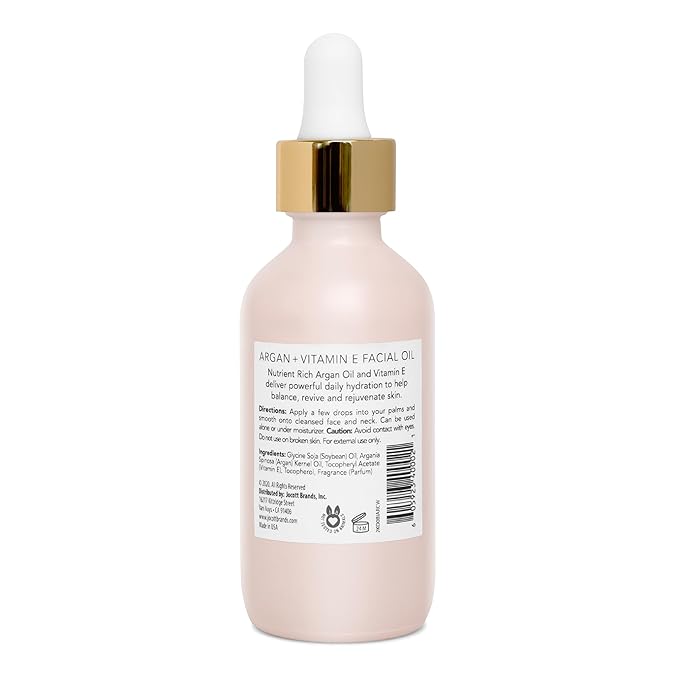Pearlessence Argan & Vitamin E Facial Oil | Powerful Hydration to Help Balance, Revive & Rejuvenate Skin | Made in USA, Cruelty Free & Paraben Free