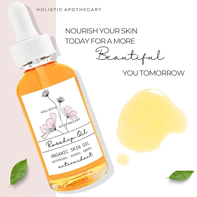 Premium Organic Rosehip Seed Oil for the Face, Skin, Hair, and Nails. Cold Pressed, Unrefined, Non-GMO Natural Rose hip Oil Pure Natural Moisturizer Serum