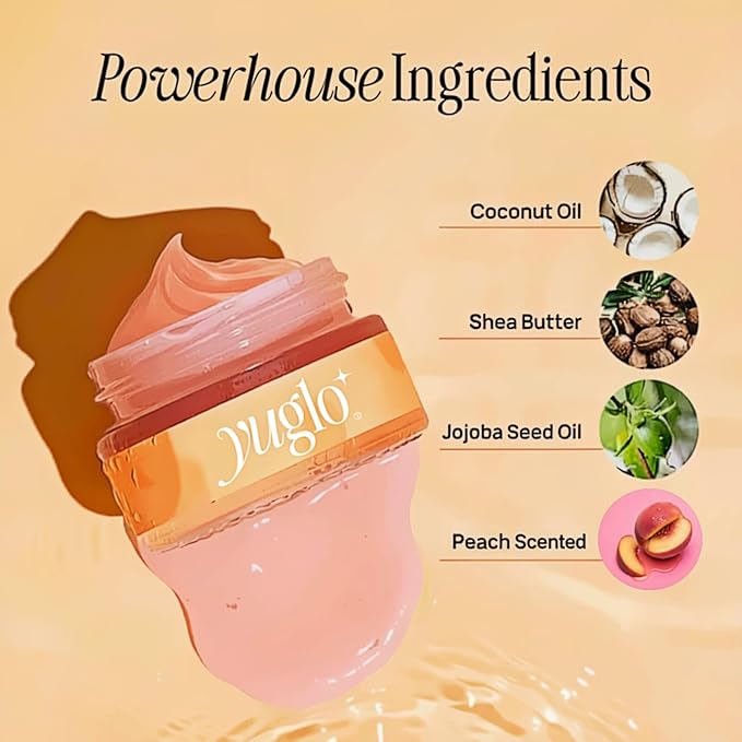 YUGLO Lip Sleeping Mask | Peach Flavor | Hydrating & Soothing Lip Treatment for Dry, Chapped Lips | Plumps & Moisturizes | Overnight Lip Repair