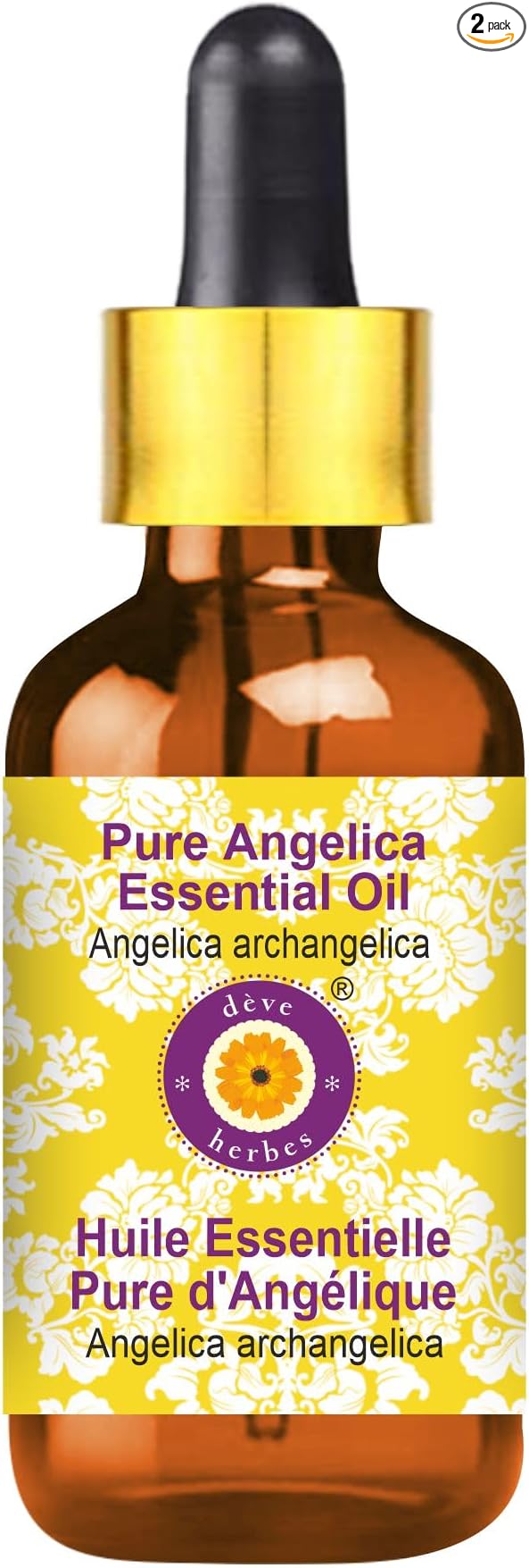 Deve Herbes Pure Angelica Essential Oil (Angelica archangelica) with Glass Dropper Natural Therapeutic Grade Steam Distilled 30ml (1 oz)