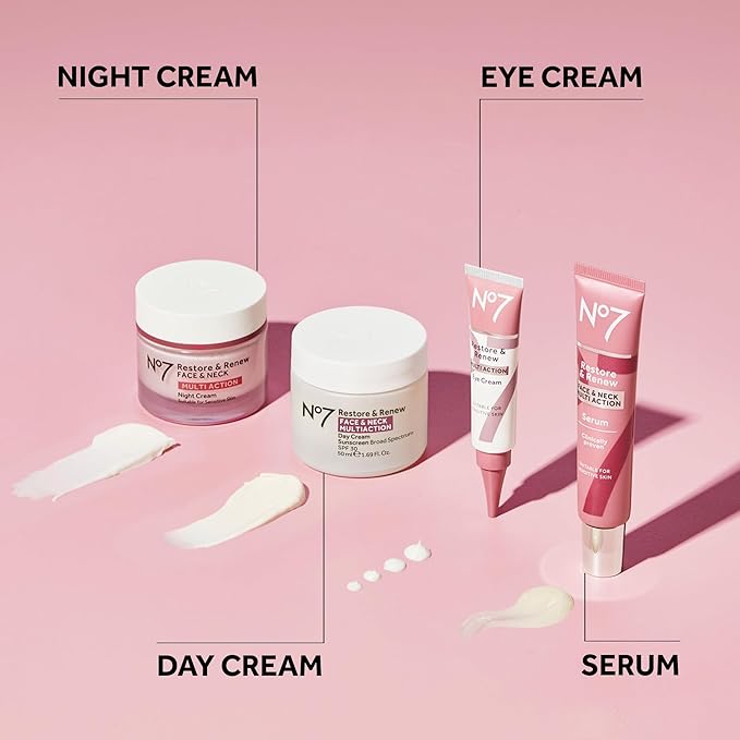 No7 Restore & Renew Multi Action Eye Cream - Skin Renewing Under Eye Cream for Puffiness & Dark Circles - Moisturizing Formula for Wrinkles (15ml)