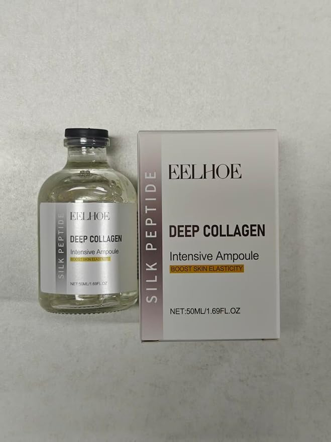 Deep Collagen Silk Peptide Lifting Ampoule Serum，Korean Facial Essence,Firming Wrinkle-Smoothing Hydrating，Non-Greasy Gentle Formul 50ML/1.69FL.OZ
