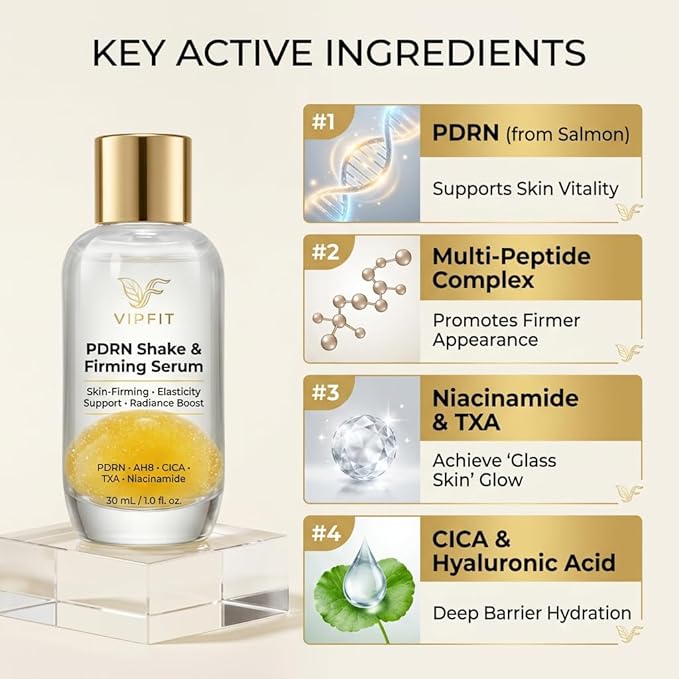 PDRN Bi-Phase Firming Serum with AH8 Peptide,CICA and Niacinamide - Advanced Essence for Skin Elasticity and Radiance - 1 fl oz (1, 30ml)