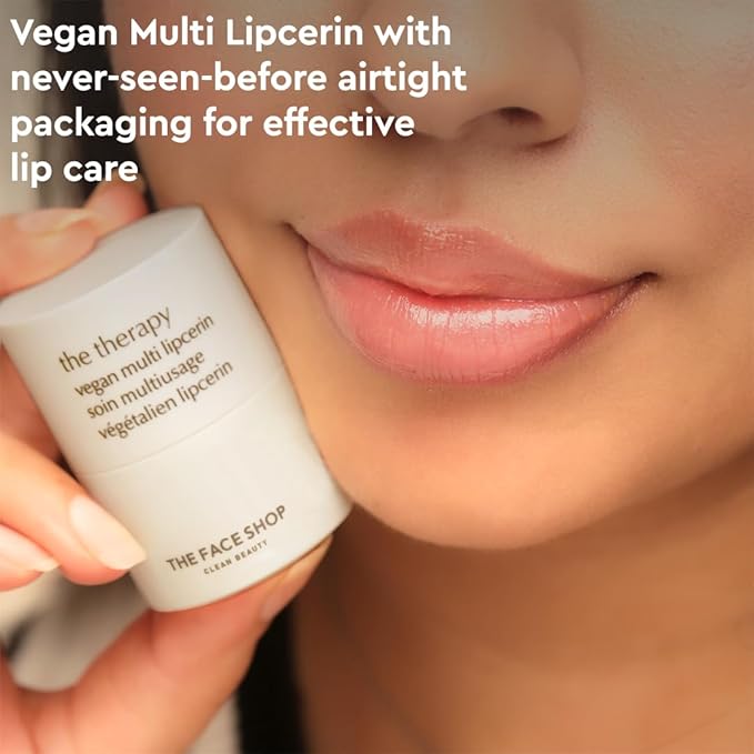 The Face Shop The Therapy Vegan Lip Butter, Moisturizing Lip Balm, Shea Butter & Sunflower Oil & Peptide, Lip Sleeping Mask for Sensitive Skin & Dry Cracked Lips, For Kids & Adults, Korean Skin Care