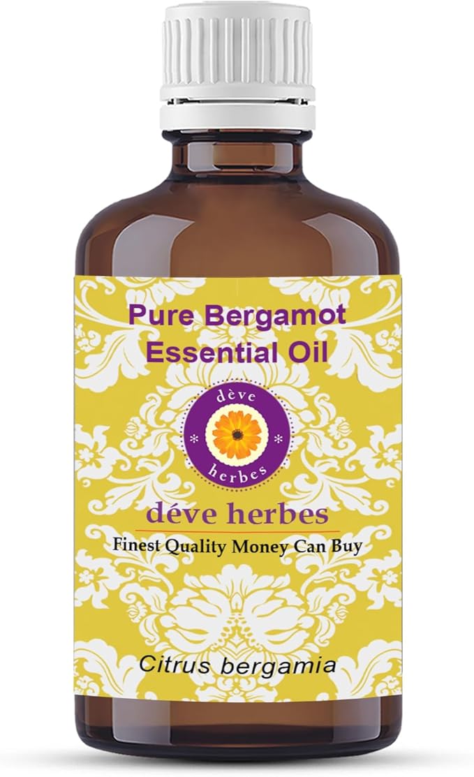 Deve Herbes Pure Bergamot Essential Oil (Citrus bergamia) Steam Distilled (Pack of Two) 100ml X 2 (6.76 oz)