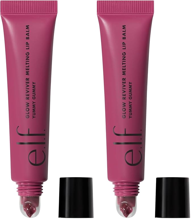 e.l.f. Glow Reviver Melting Lip Balm,Hydrating Tinted Lip Balm For A Glossy Finish & Soft,Supple Lips,Vegan & Cruelty-Free,Yummy Gummy,(Pack of 2)
