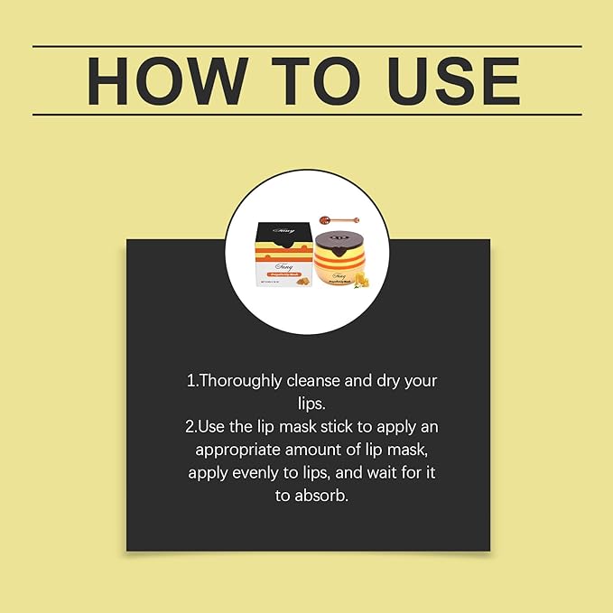 Lip Mask for Overnight Repair - Hydrating Lip Sleeping Mask with Vitamin E & Coconut Extract - Moisturizing Lip Balm Pack for Dry Lips, Non-Sticky Honeybalm Formula (Honey)