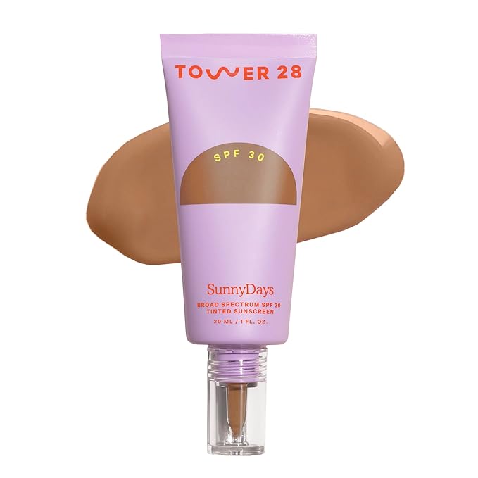 Tower 28 SunnyDays SPF 30 Tinted Moisturizer - 2-in-1 Buildable Coverage Foundation + Mineral Sunscreen for Face - Zinc Oxide, Aloe & Prickly Pear for Sensitive Skin - 40 Tan/Olive (1 oz)