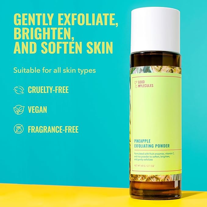 Good Molecules Pineapple Exfoliating Powder - Exfoliating Face Scrub with Natural Enzymes, Gentle Alcohol-Free Facial Cleanser, Skin Care for Face