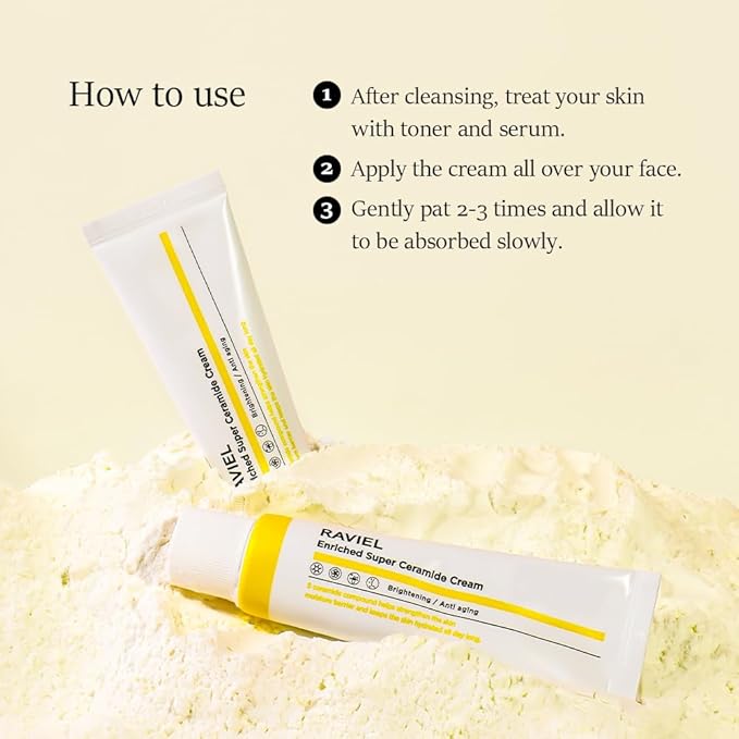 RAVIEL Enriched Super Ceramide Cream Radiance Boosting, Deep Hydration & Tone Enhancing Moisturizer with Niacinamide & Hyaluronic Acid for Dull, Uneven Skin, Korean Skincare, 50ml (1.69 fl oz)
