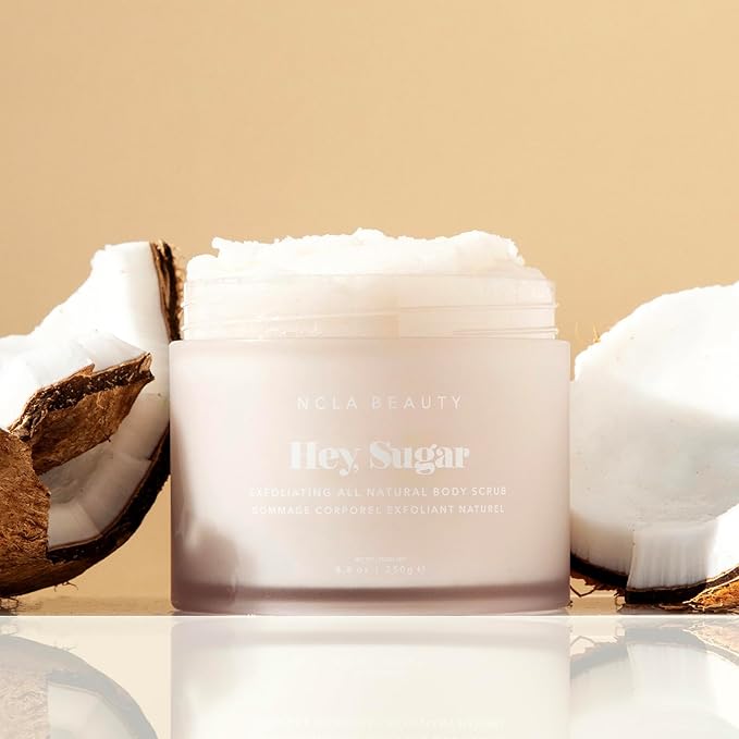 NCLA Beauty Hey Sugar All Natural Body Scrub - Moisturizing, Exfoliating Sugar Scrub - Shea, Cocoa, and Mango Butters - Coconut Vanilla - 8.8 oz