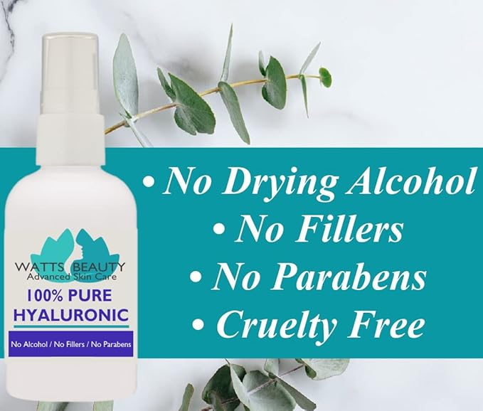 Anti Aging Wrinkle Serum of 100% Pure Hyaluronic Acid for Face and Body - No Alcohol, 2 oz