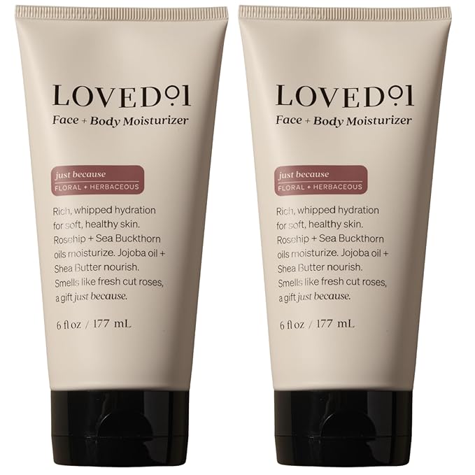 Loved01 Face & Body Moisturizer, John Legend Skincare, Just Because Floral Scent, Daily Shea Butter Cream, Hydrating Non-Greasy Formula, Vegan & Cruelty-Free, 2-Pack, 6 oz each