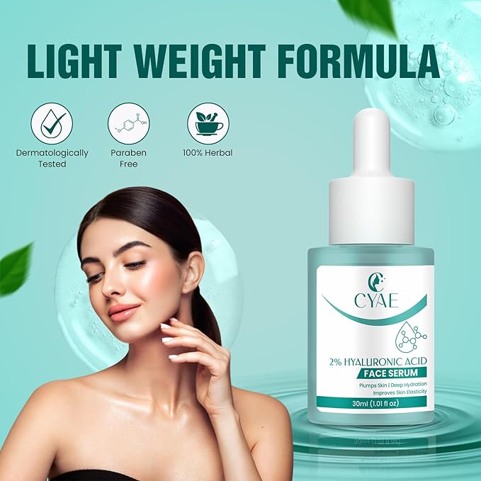 Hyaluronic Acid Face Serum 2% – Lightweight Hydrating Facial Serum for Smooth, Plump-Looking Skin – Daily Skincare for Men & Women, All Skin Types (10 ML) (30 ML)