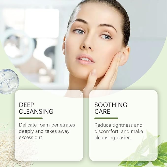 Mung Bean Foam Cleanser, pH-Balanced Purifying Face Wash, Gently Cleanses Excess Oil & Dirt for Smooth, Refreshed Skin, Daily Facial Cleanser for Oily & Combination Skin