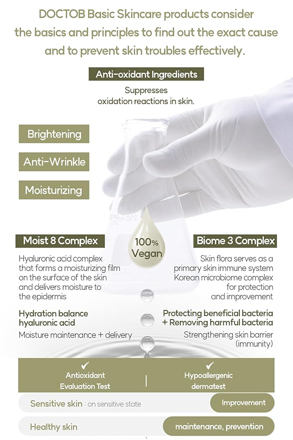 DOCTOB Vinifera Biome Vegan Mask Pack - 1 bottle ampoule in 1 Sheet/Revitalize & Nourish Your Skin with a 100% Vegan Formula (5-Pack)