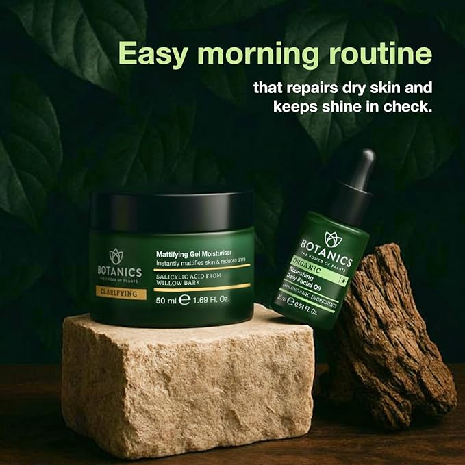 Botanics Organic Hydrating Face Oil - Nourishing Daily Facial Oil with Argan & Rosehip - Lightweight, Non-Greasy Formula for Dry & Sensitive Skin - Vegan & Cruelty-Free (0.84 Fl Oz)