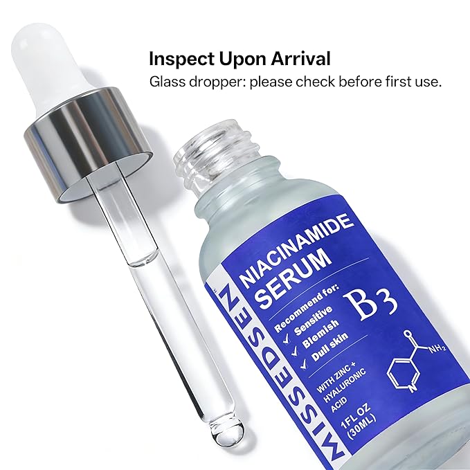 Niacinamide Serum for Face with Zinc & Hyaluronic Acid,Smoothes Wrinkles,Improves Elasticity,Firms Skin 1 Oz for Face Care, Daily Use